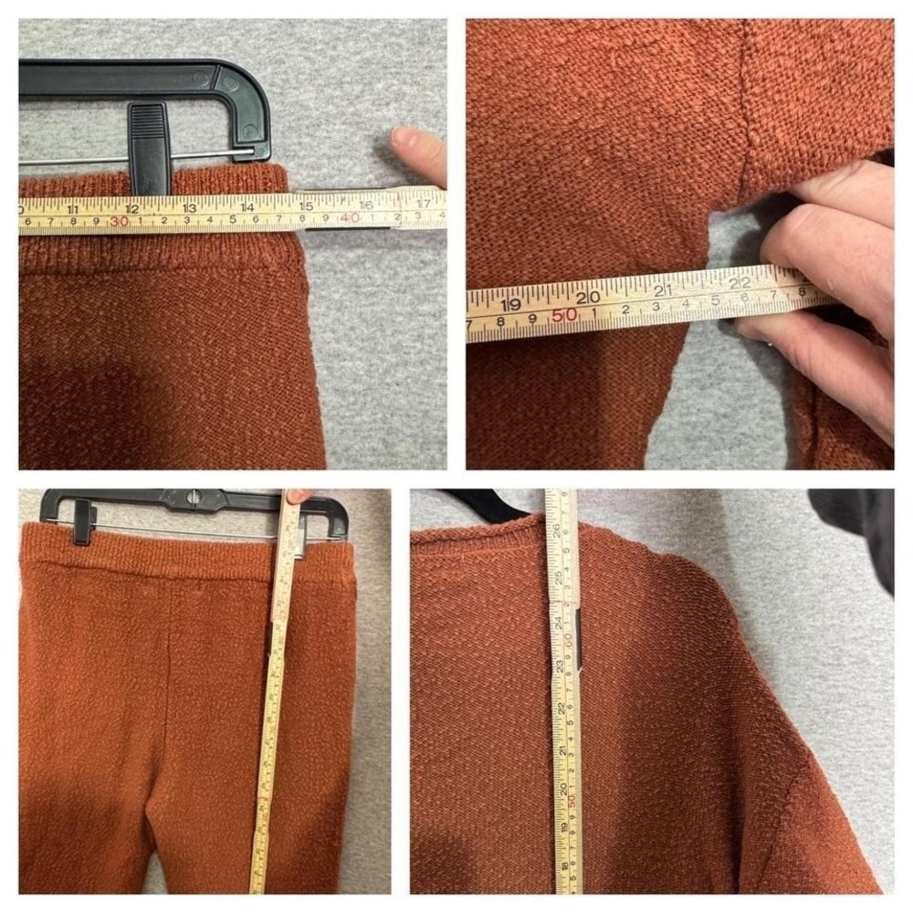 Free People Beach Rust Lounge Set Sz S Knit Sweater Flare Pants Boho Coastal - Picture 8 of 8